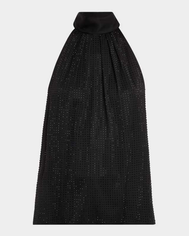 Lotus Rhinestone Halter Blous